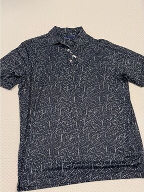 USA Palm Men's Navy Geometric Polo Shirt- XL